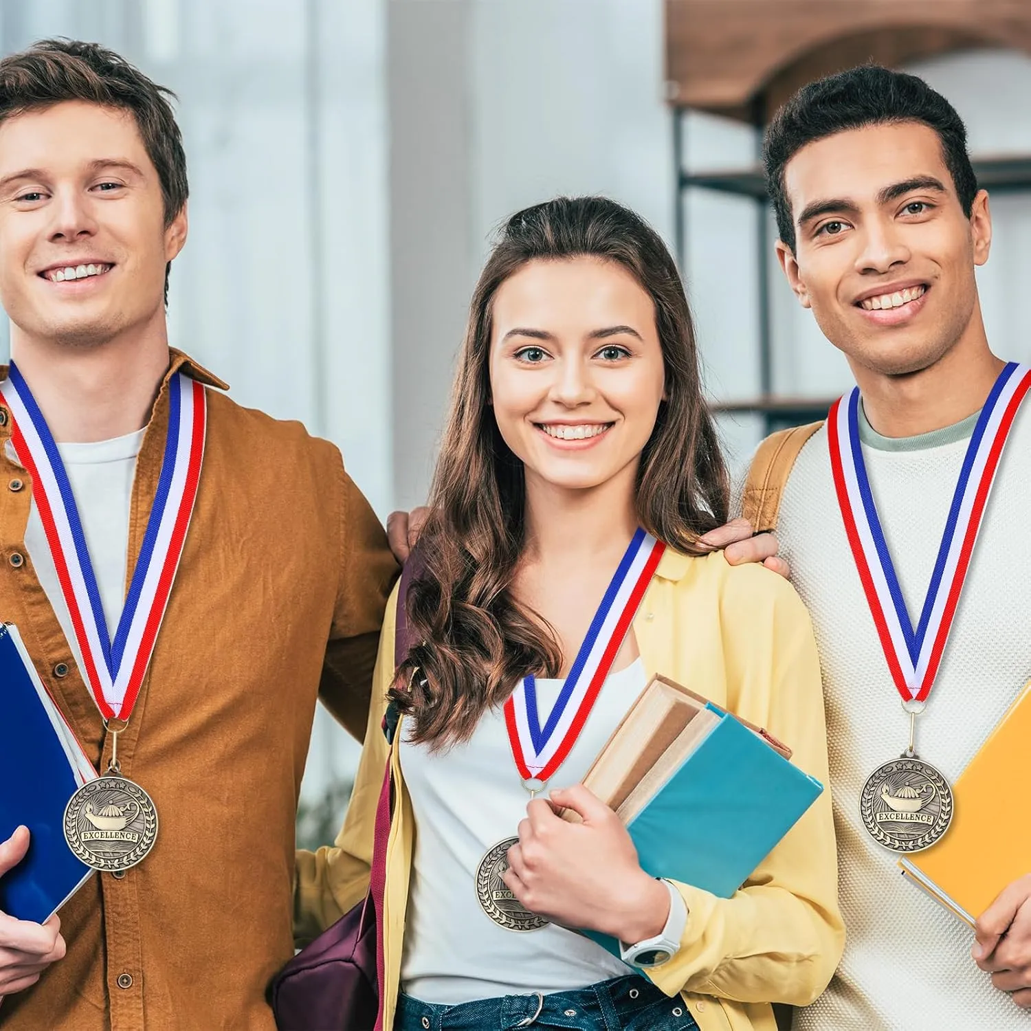 Quelay 100 Pcs 2'' Award Medals Bulk Gold Winner Medals with Neck Ribbons Metal Trophy Award Prize Gift for Tournaments, Competitions, Party, Kids and Adults