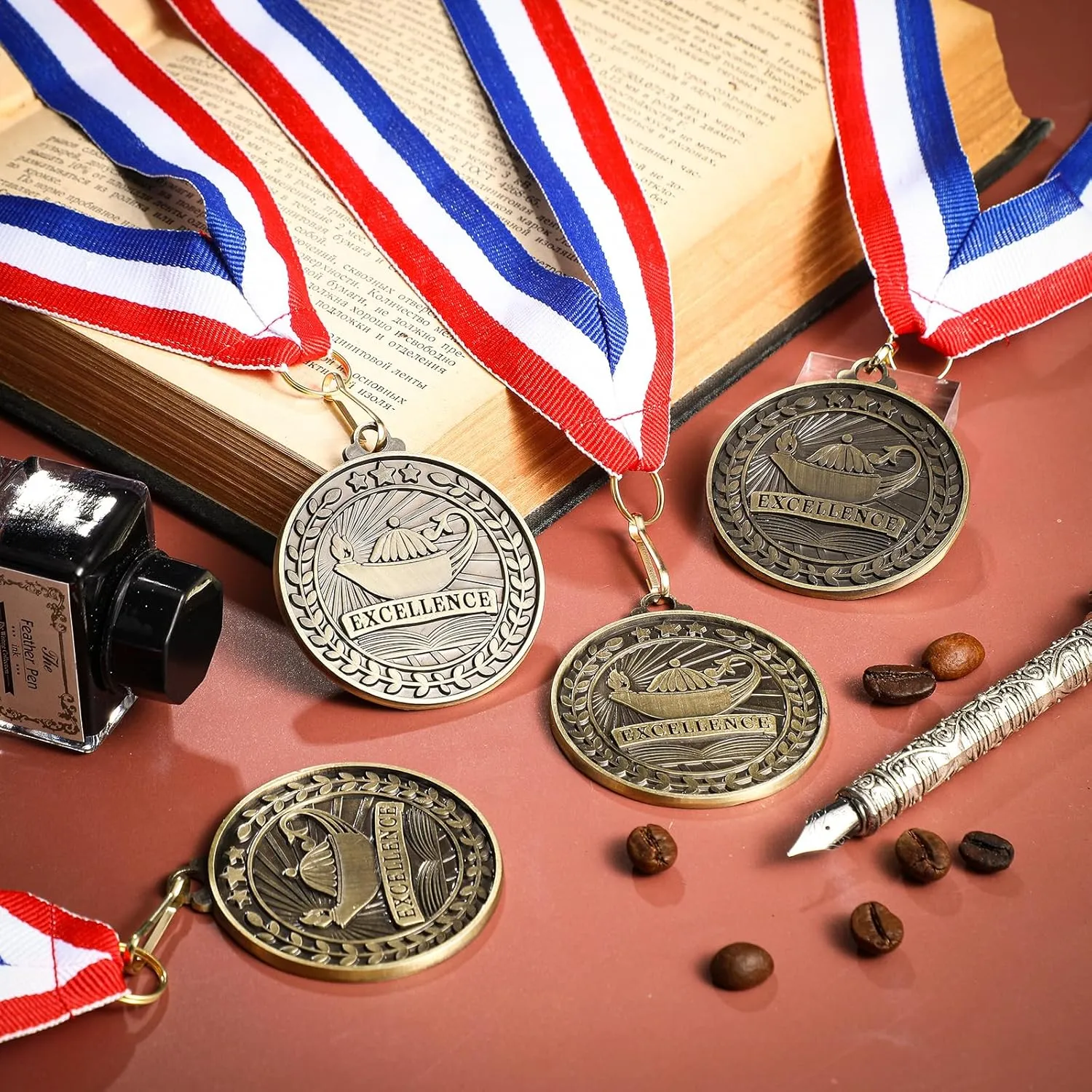 Quelay 100 Pcs 2'' Award Medals Bulk Gold Winner Medals with Neck Ribbons Metal Trophy Award Prize Gift for Tournaments, Competitions, Party, Kids and Adults
