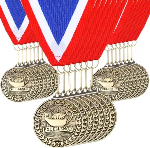 Quelay 100 Pcs 2'' Award Medals Bulk Gold Winner Medals with Neck Ribbons Metal Trophy Award Prize Gift for Tournaments, Competitions, Party, Kids and Adults