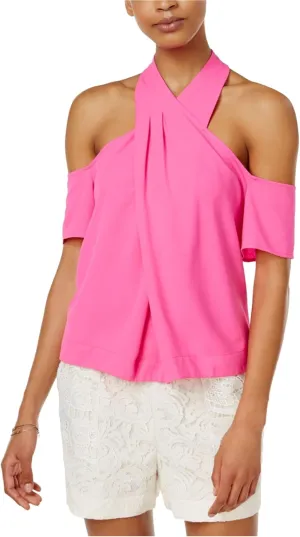Rachel Roy Womens Cold Shoulder Knit Blouse, Pink, 10