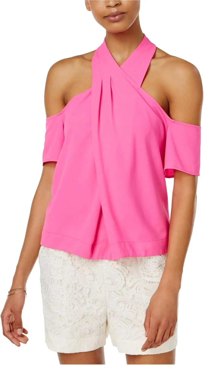 Rachel Roy Womens Cold Shoulder Knit Blouse, Pink, 10