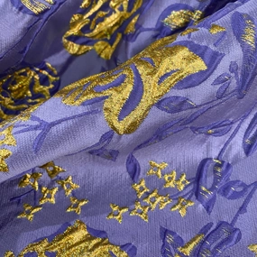 Raised Rose Vine Brocade - Metallic -  Purple/Gold
