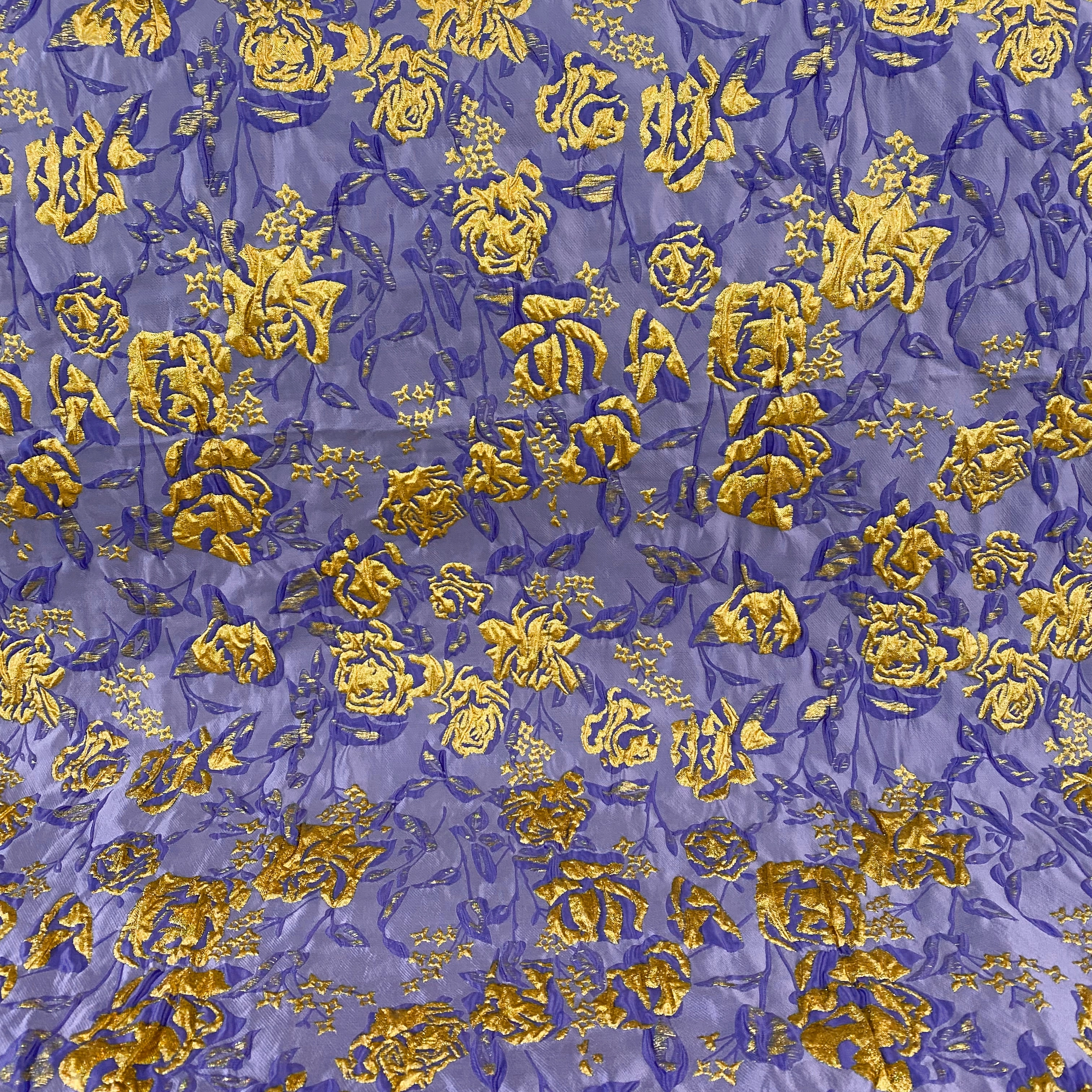 Raised Rose Vine Brocade - Metallic -  Purple/Gold
