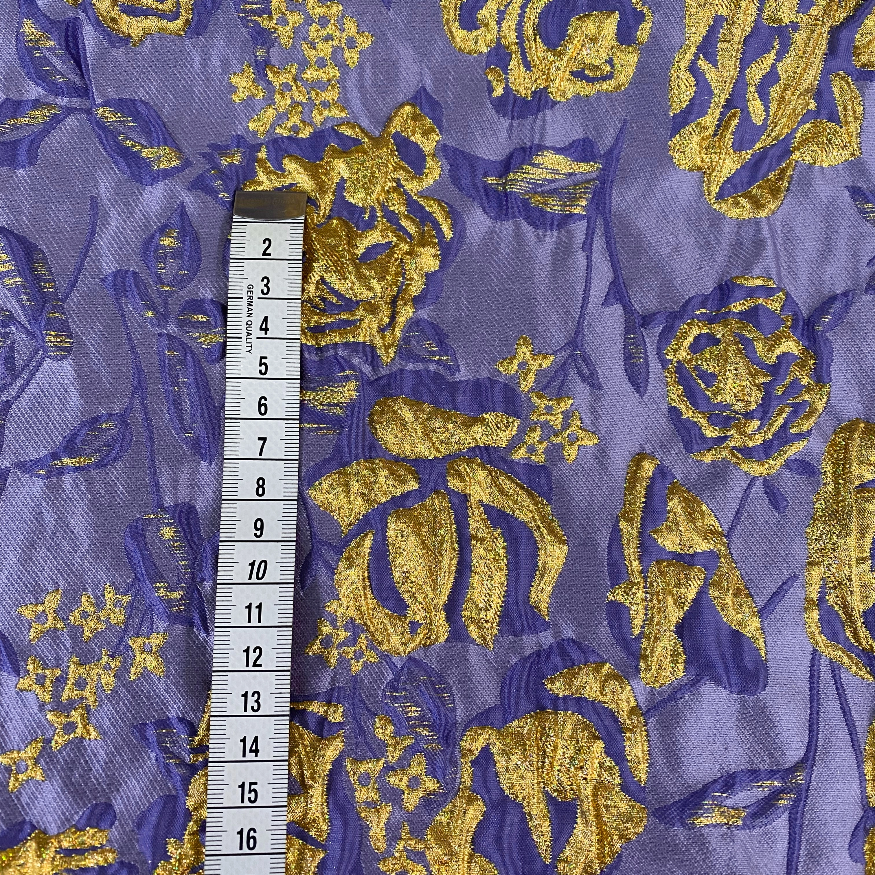 Raised Rose Vine Brocade - Metallic -  Purple/Gold