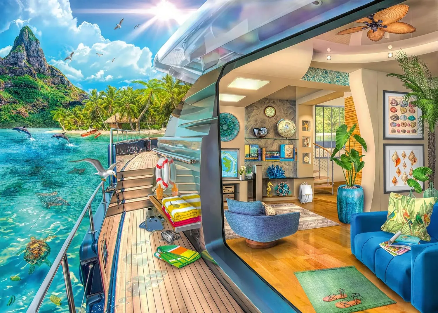 Ravensburger Tropical Island Charter – 1000-Piece Jigsaw Puzzle | Unique Softclick Technology | Vibrant, Glare-Free Imagery | Perfect for Adults and Ages 14 