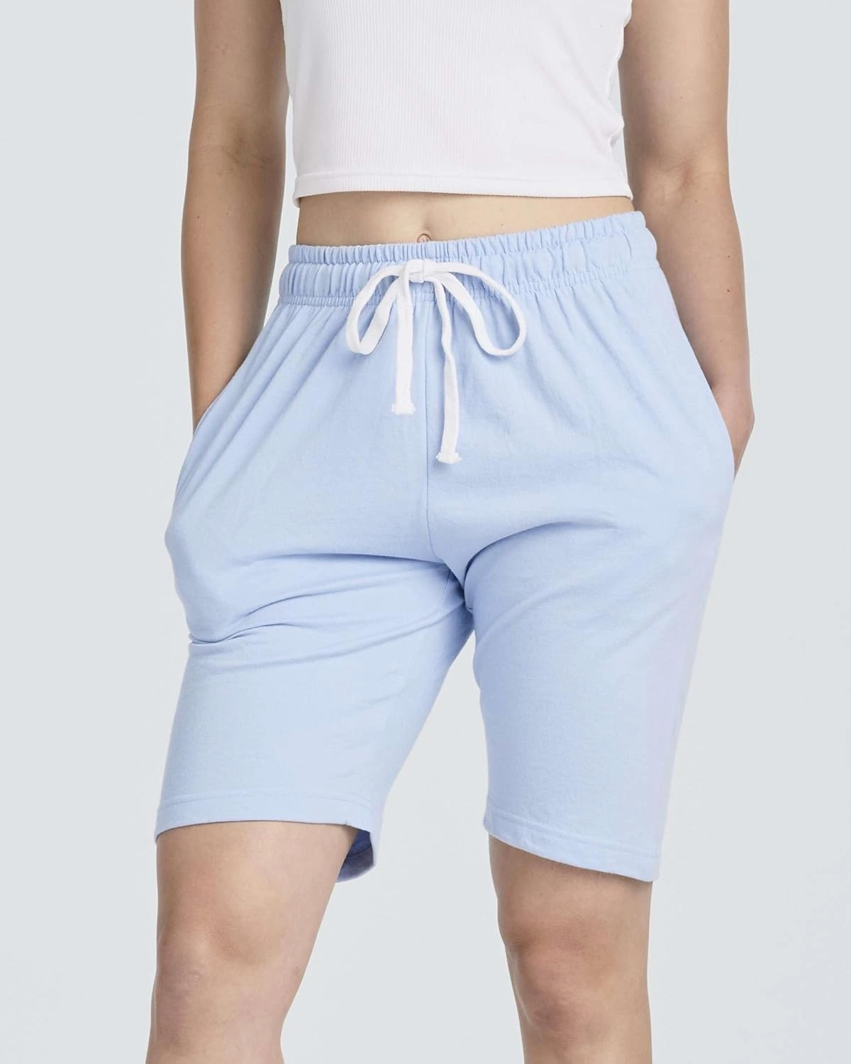 Real Essentials 3 Pack: Womens Cotton Terry Jersey 9" Bermuda Shorts Pockets-Casual Lounge Yoga (Available in Plus Size)