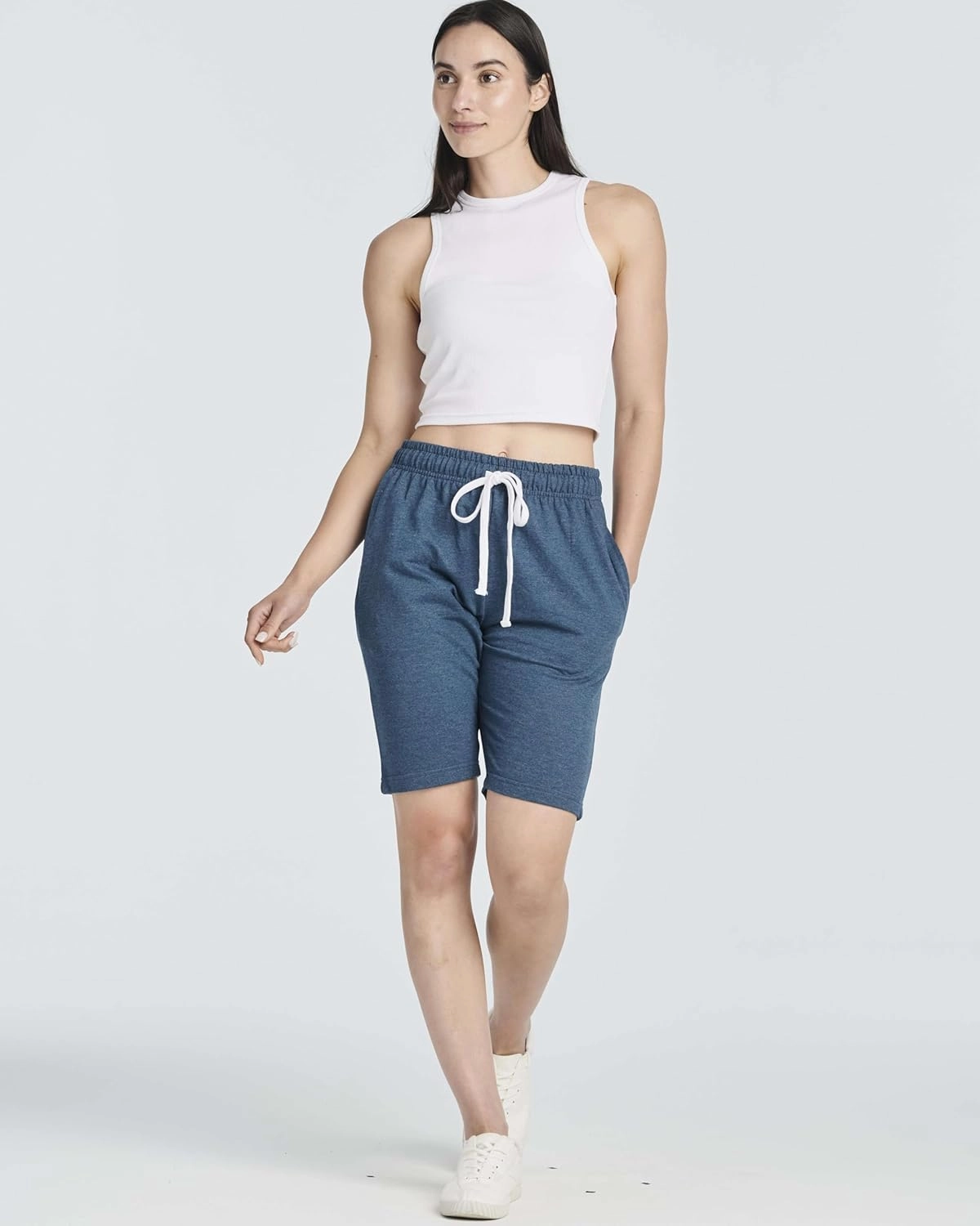 Real Essentials 3 Pack: Womens Cotton Terry Jersey 9" Bermuda Shorts Pockets-Casual Lounge Yoga (Available in Plus Size)