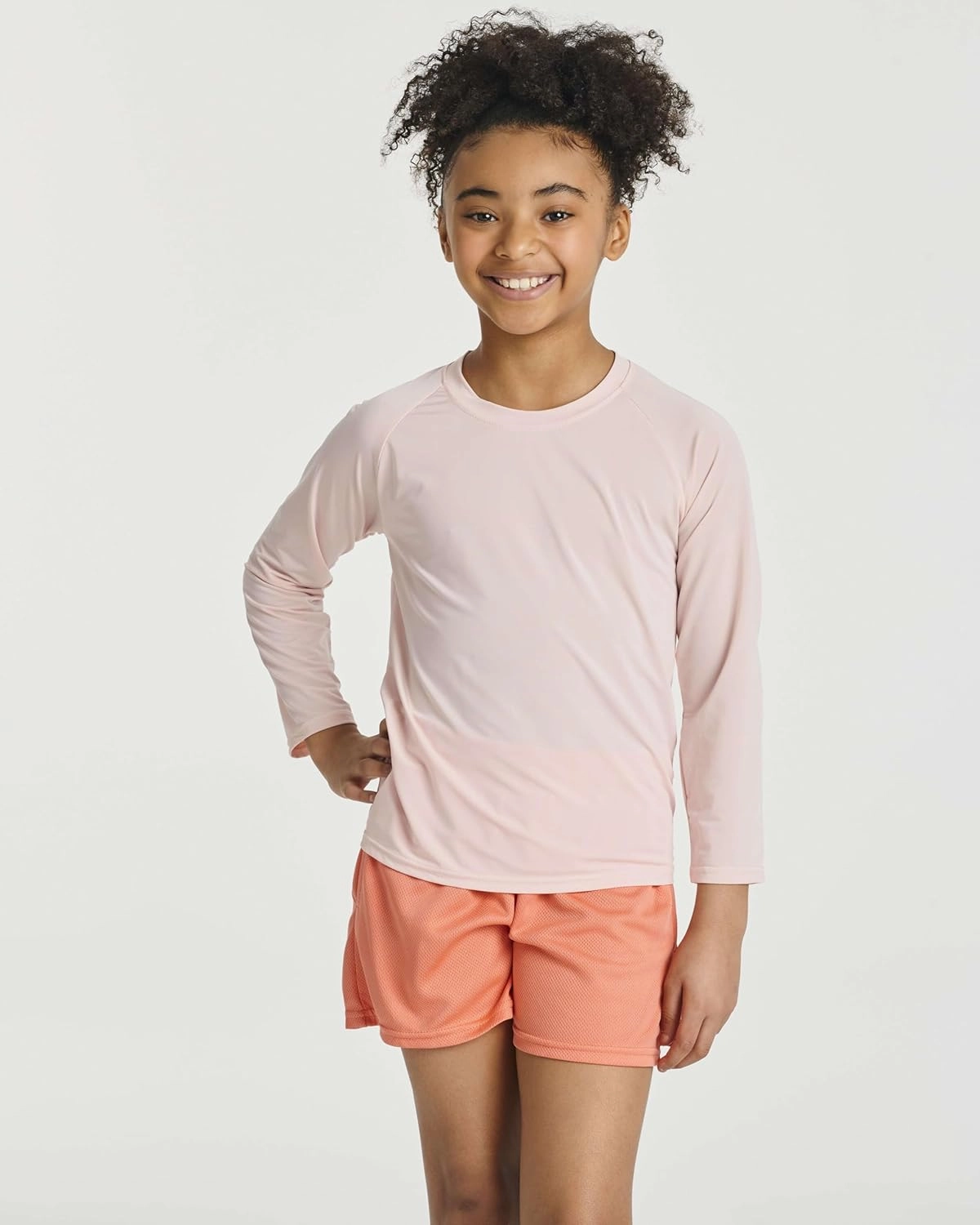 Real Essentials 4 Pack: Girls Long Sleeve Rash Guard Shirt - Swimwear UPF Sun Protection Swim Top (Ages 4-16)