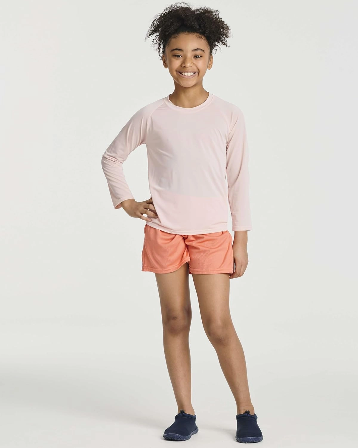 Real Essentials 4 Pack: Girls Long Sleeve Rash Guard Shirt - Swimwear UPF Sun Protection Swim Top (Ages 4-16)
