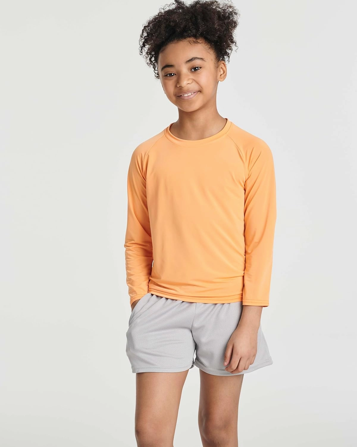 Real Essentials 4 Pack: Girls Long Sleeve Rash Guard Shirt - Swimwear UPF Sun Protection Swim Top (Ages 4-16)