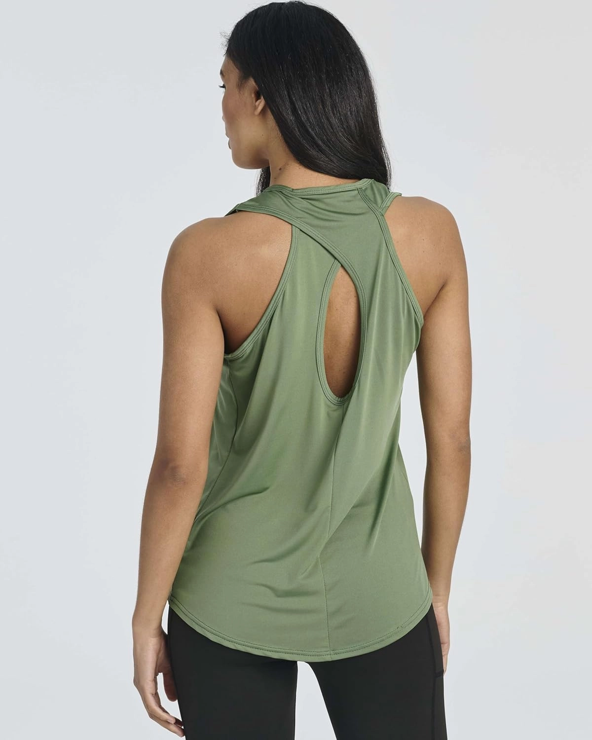 Real Essentials 5 Pack: Women's Crossback Keyhole Open Back Workout Tank Top Dry-Fit Sleeveless Yoga Gym (Available in Plus)
