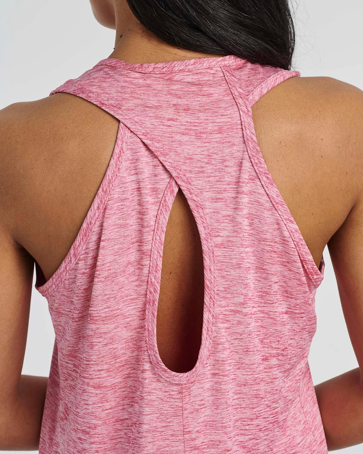 Real Essentials 5 Pack: Women's Crossback Keyhole Open Back Workout Tank Top Dry-Fit Sleeveless Yoga Gym (Available in Plus)