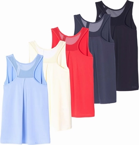 Real Essentials 5 Pack: Women's Racerback Workout Tank Top Mesh Back Dry-Fit Sleeveless Running Gym (Available in Plus Size)