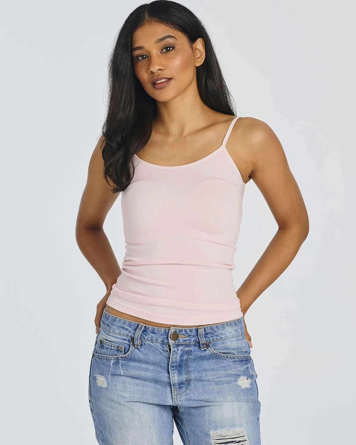 Real Essentials 5 Pack: Women's Ribbed Spaghetti Strap Camisole Seamless Tank Top