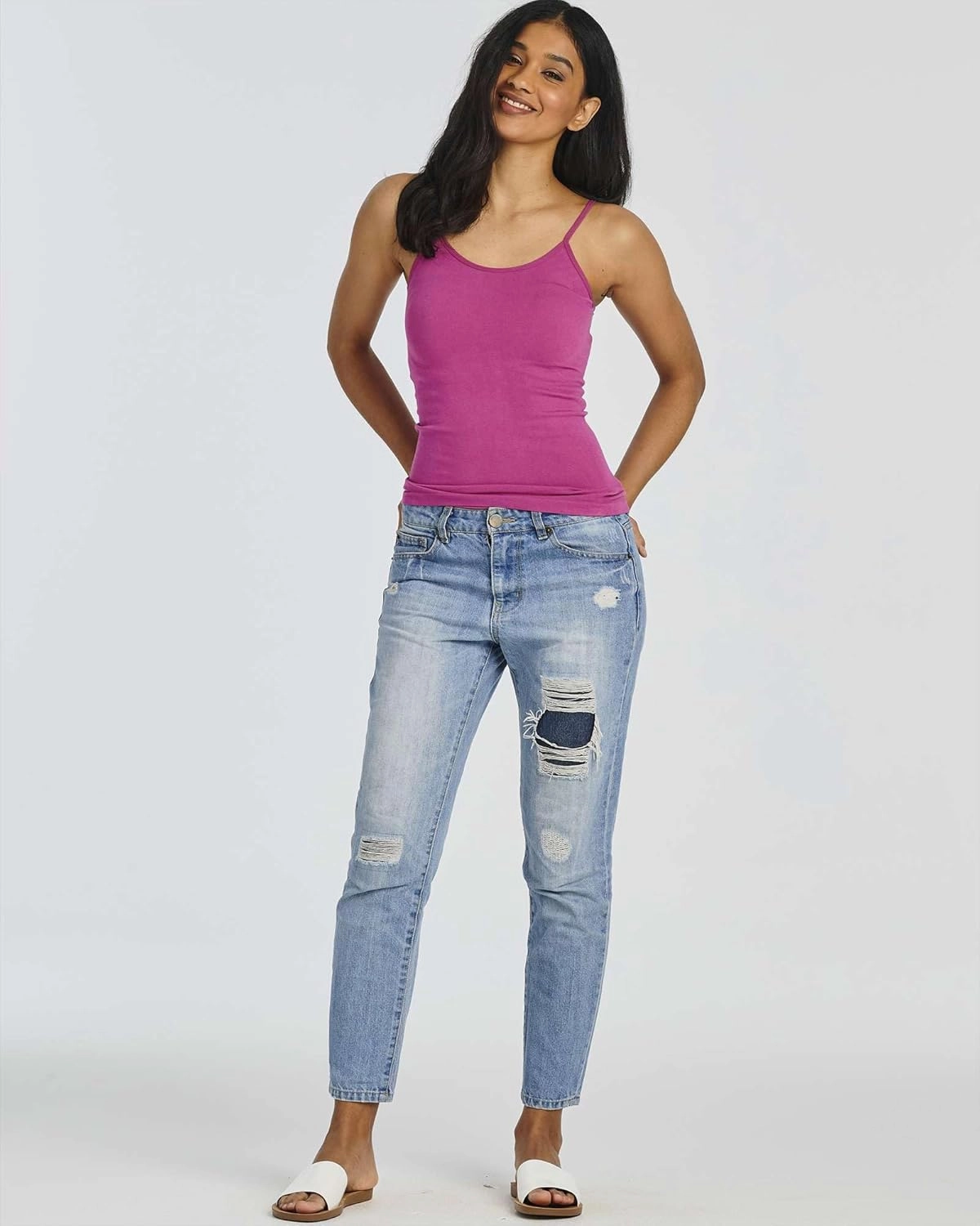 Real Essentials 5 Pack: Women's Ribbed Spaghetti Strap Camisole Seamless Tank Top
