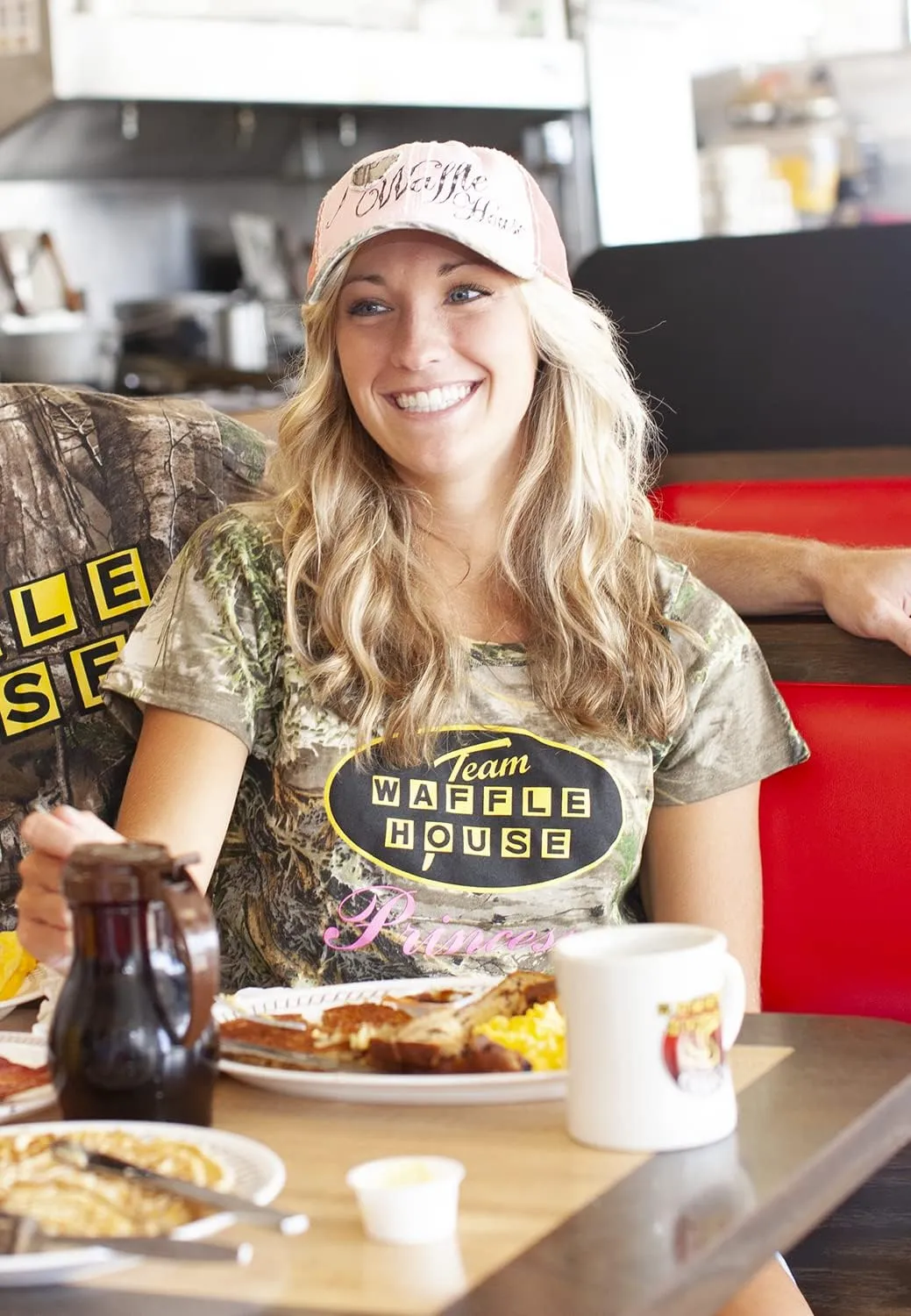 Realtree Color Camo Waffle House Embroidery Logo Hat | Adjustable Velcro Backing Cap | Limited Edition for Men and Women