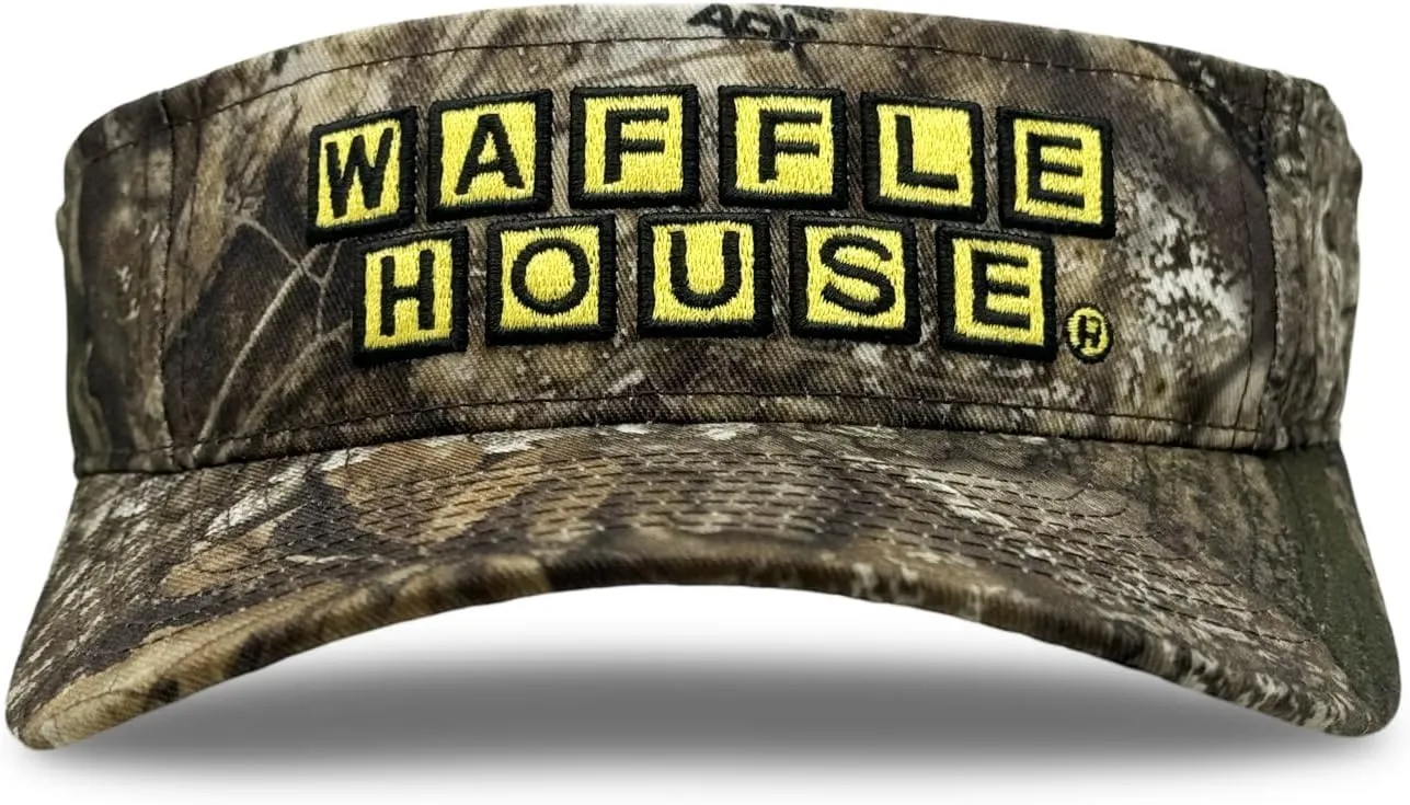 Realtree Color Camo Waffle House Embroidery Logo Visor | Adjustable Velcro Backing | Limited Edition for Men, Women and Kids