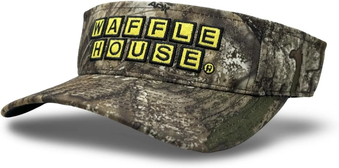 Realtree Color Camo Waffle House Embroidery Logo Visor | Adjustable Velcro Backing | Limited Edition for Men, Women and Kids