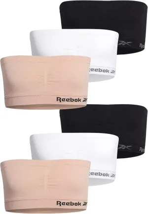Reebok Girls' Training Bras - 3 Pack/6 Pack Soft Seamless Strapless Tube Bandeau Bra with Removable Pads (Sizes: S-XL)