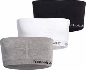 Reebok Girls' Training Bras - 3 Pack/6 Pack Soft Seamless Strapless Tube Bandeau Bra with Removable Pads (Sizes: S-XL)