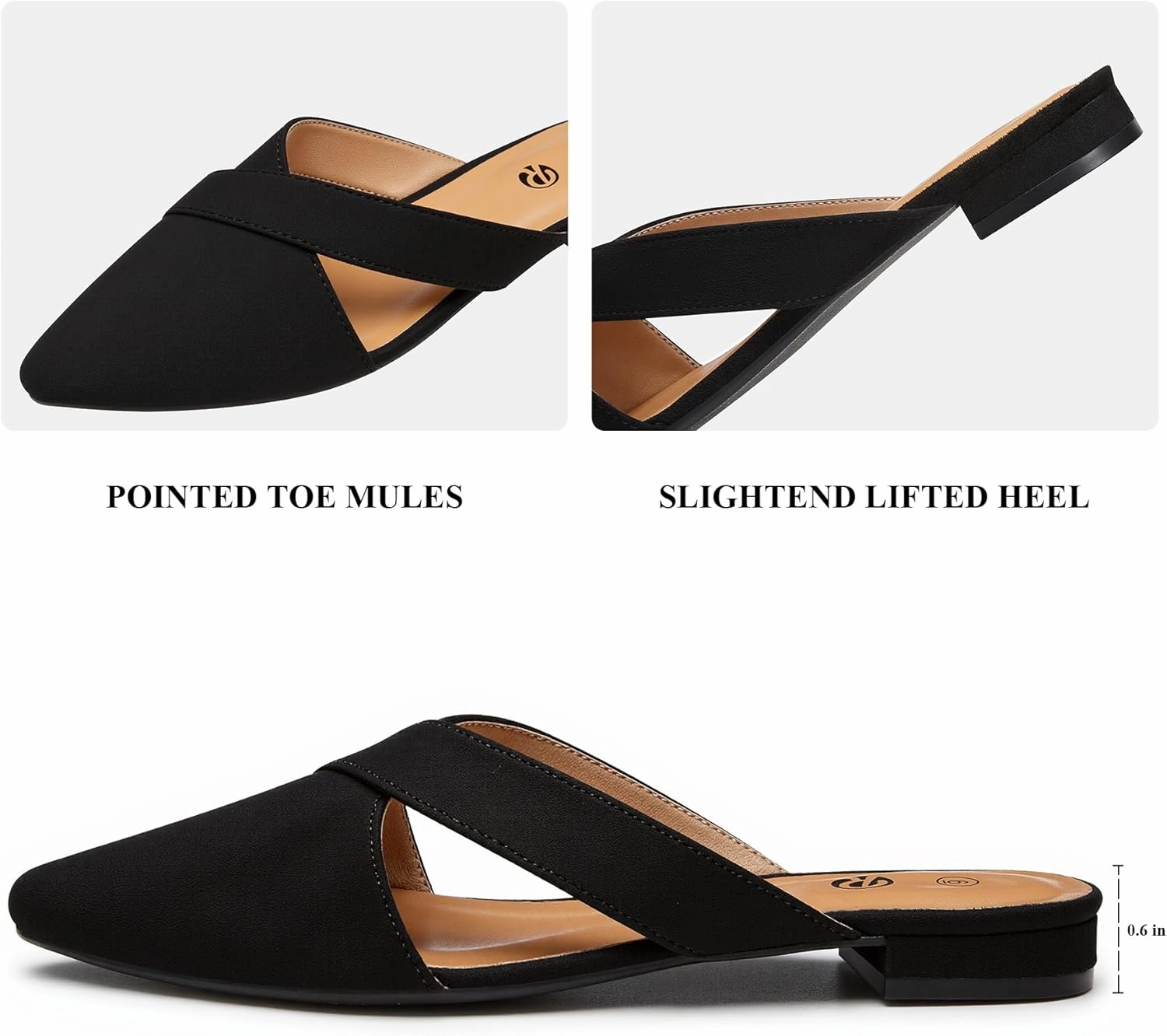 Rekayla Women’s Mules Closed Pointed Toe Backless Loafer Shoes for Women