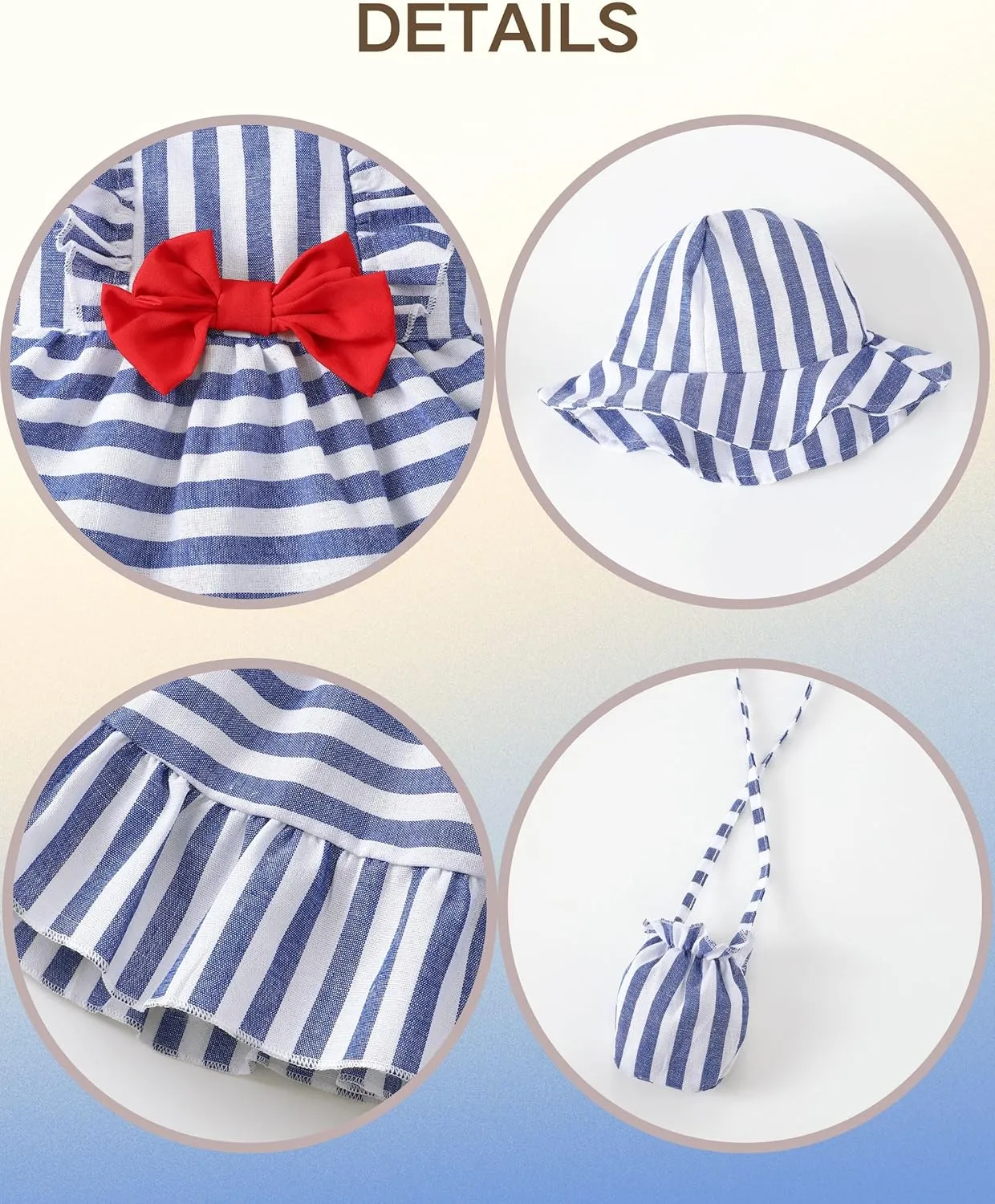 Renotemy Newborn Infant Baby Girl Dresses Summer Outfits Boho Casual Sundress Gifts Toddler Clothes for Girl with Hat and Bag