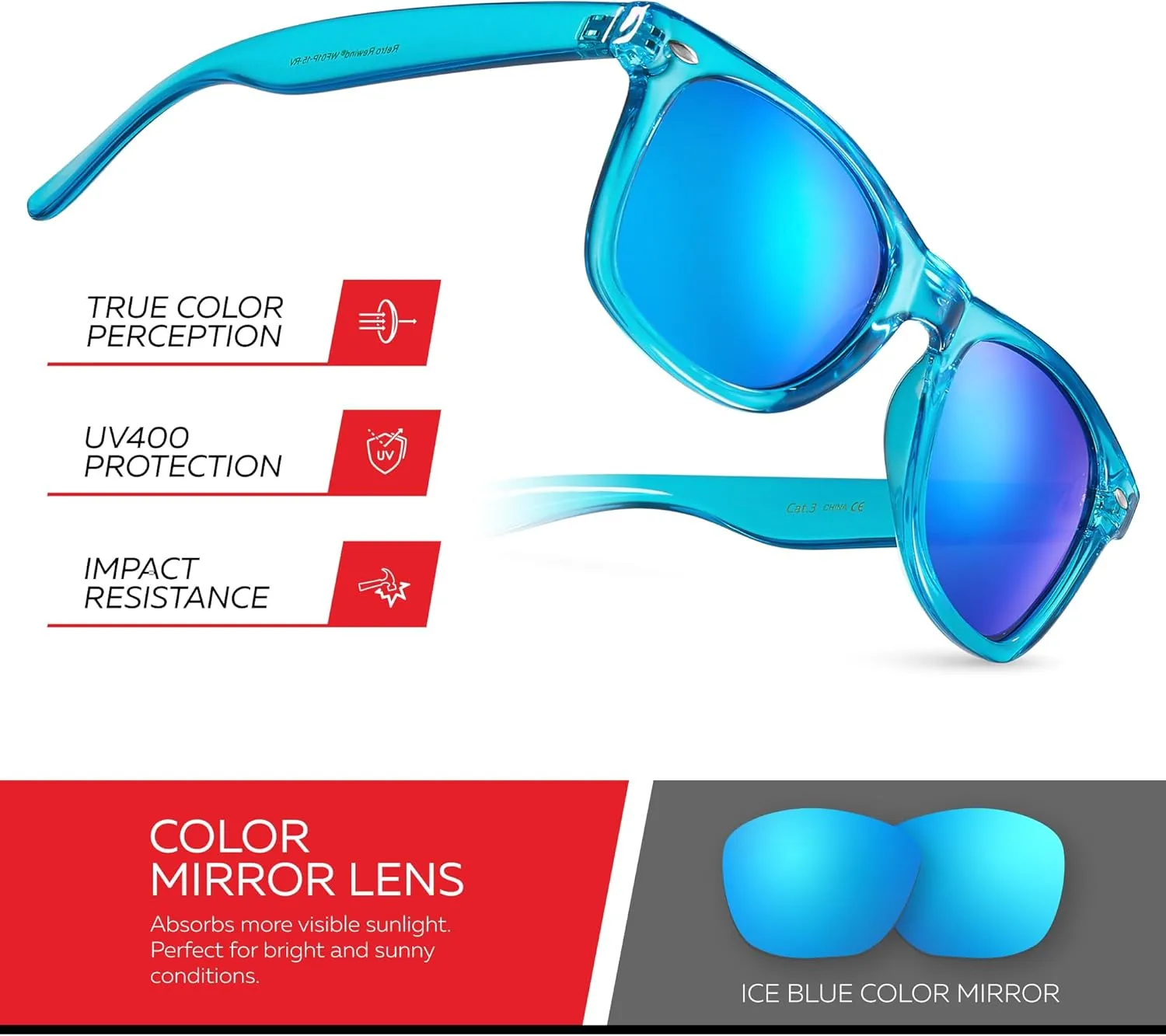 Retro Rewind Translucent Frame Colorful Neon 80s Mirrored Sunglasses for Men Women