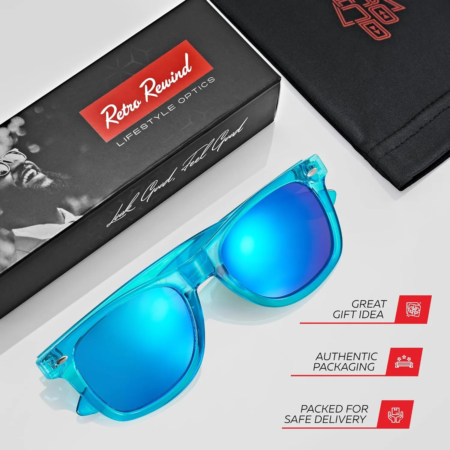Retro Rewind Translucent Frame Colorful Neon 80s Mirrored Sunglasses for Men Women