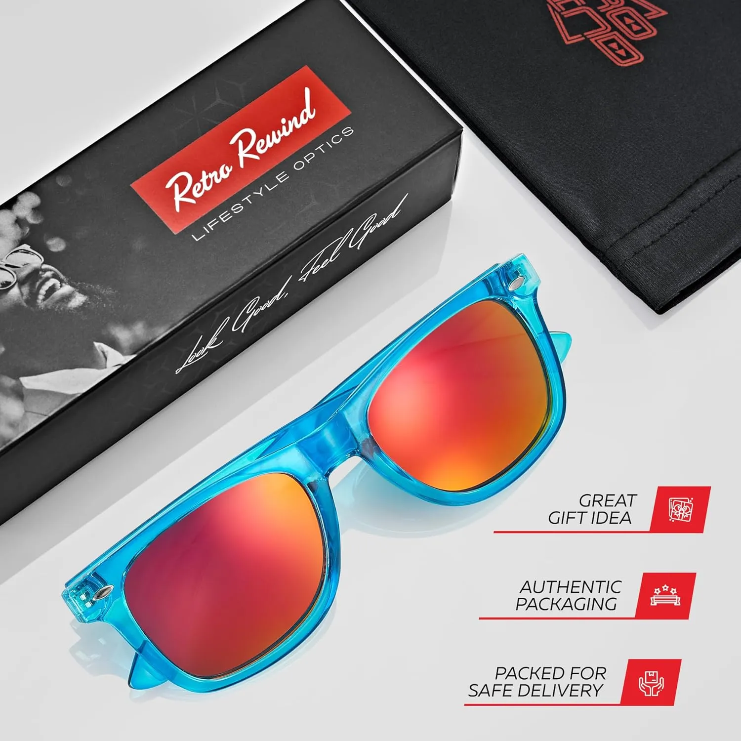 Retro Rewind Translucent Frame Colorful Neon 80s Mirrored Sunglasses for Men Women