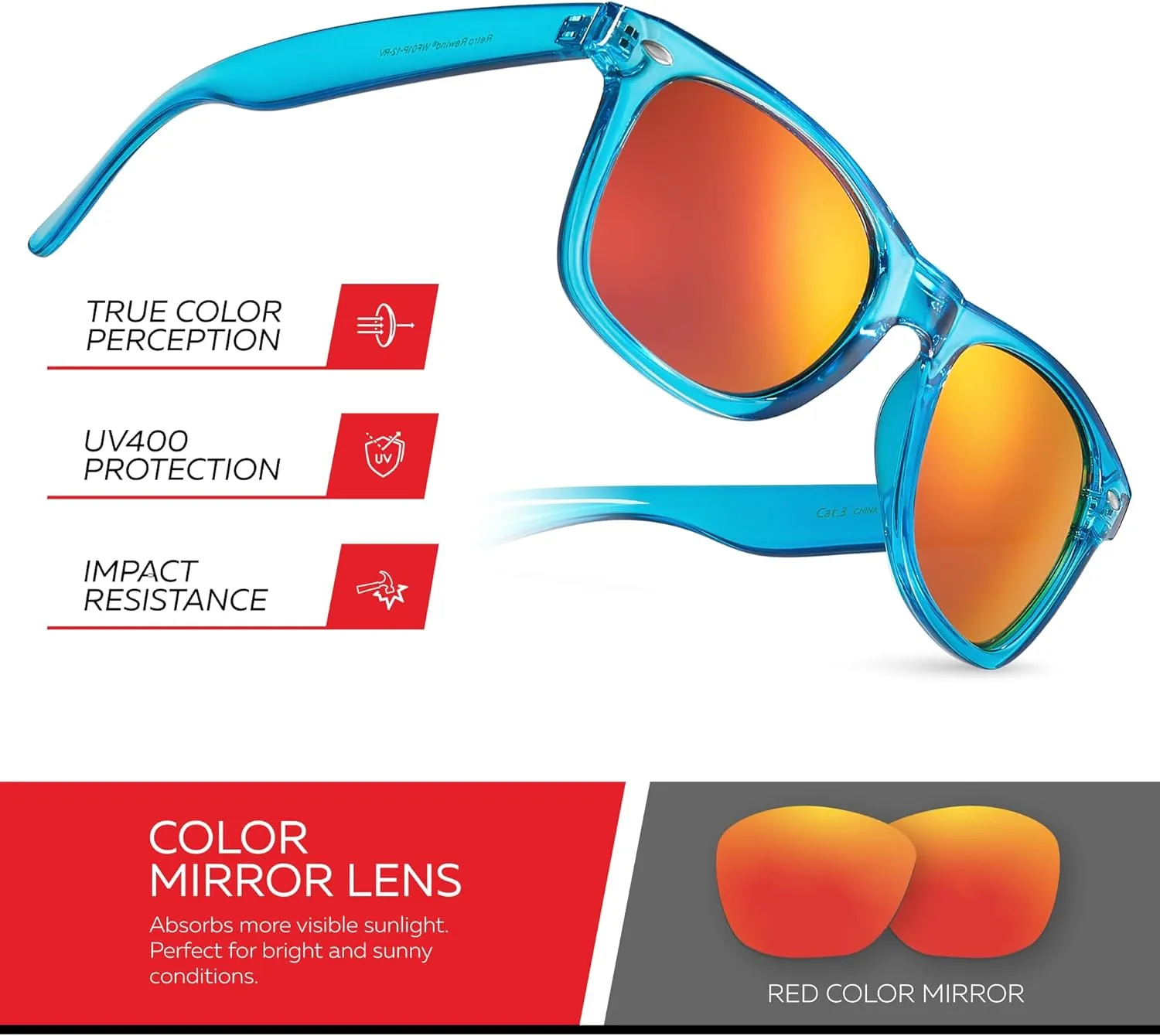 Retro Rewind Translucent Frame Colorful Neon 80s Mirrored Sunglasses for Men Women