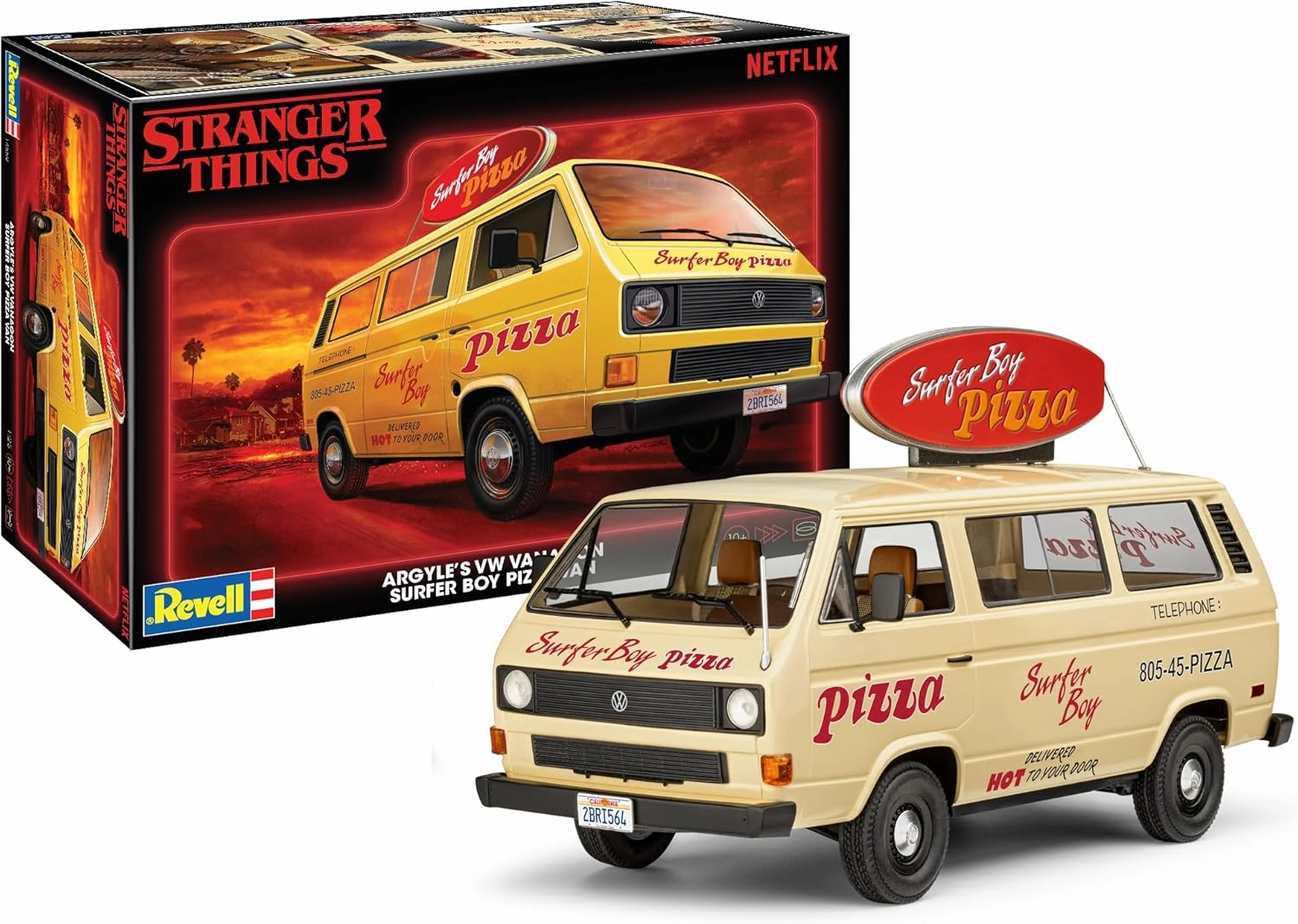 Revell 14559 Stranger Things VW T3 Surfer Boy Pizza Van 1:25 Scale 90-Piece Skill Level 3 Model Building Kit