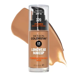 Revlon Liquid Foundation, ColorStay Face Makeup for Combination & Oily Skin, SPF 15, Medium-Full Coverage with Matte Finish, 320 True Beige, 1 Fl Oz