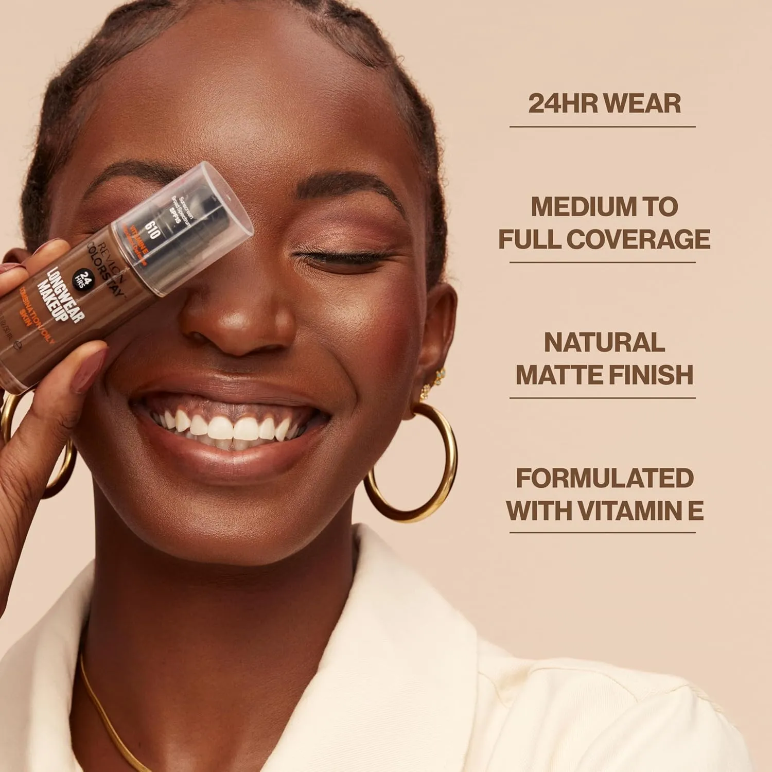 Revlon Liquid Foundation, ColorStay Face Makeup for Combination & Oily Skin, SPF 15, Medium-Full Coverage with Matte Finish, 320 True Beige, 1 Fl Oz