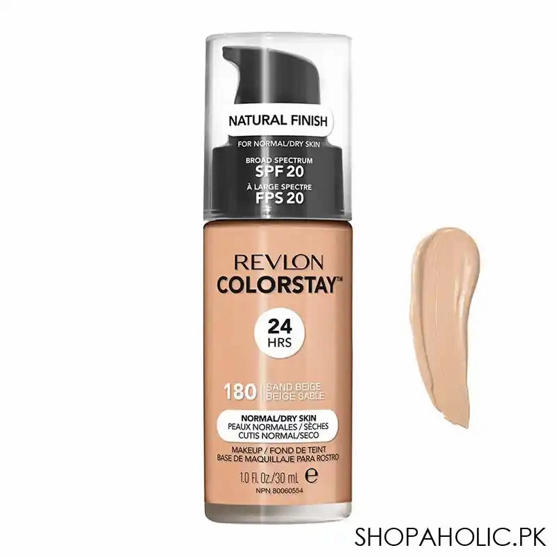 Revlon Colorstay 24H Natural Finish Foundation, Normal/Dry Skin, SPF 20, 180 Sand Beige