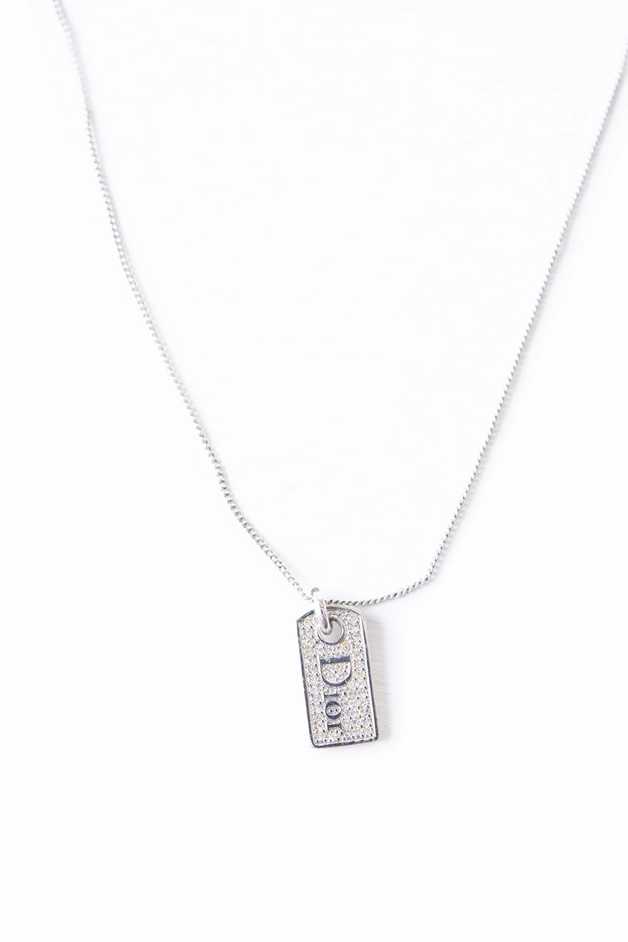 Rhinestone Dog Tag Necklace
