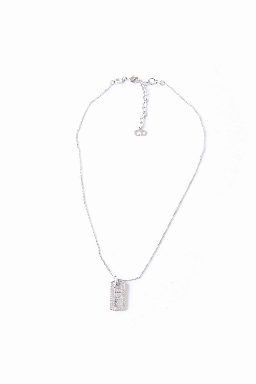Rhinestone Dog Tag Necklace