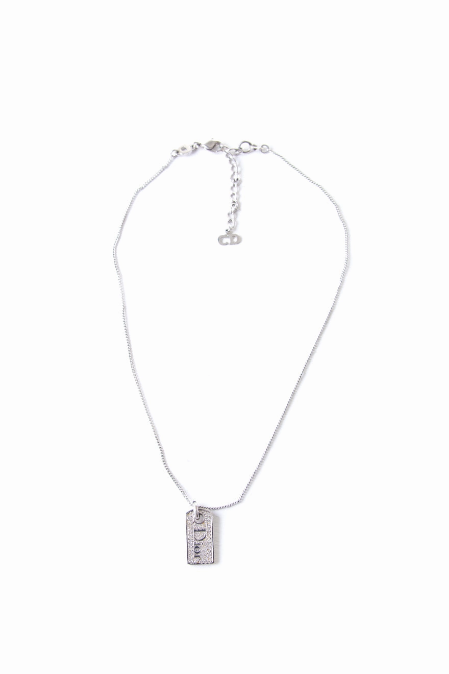 Rhinestone Dog Tag Necklace