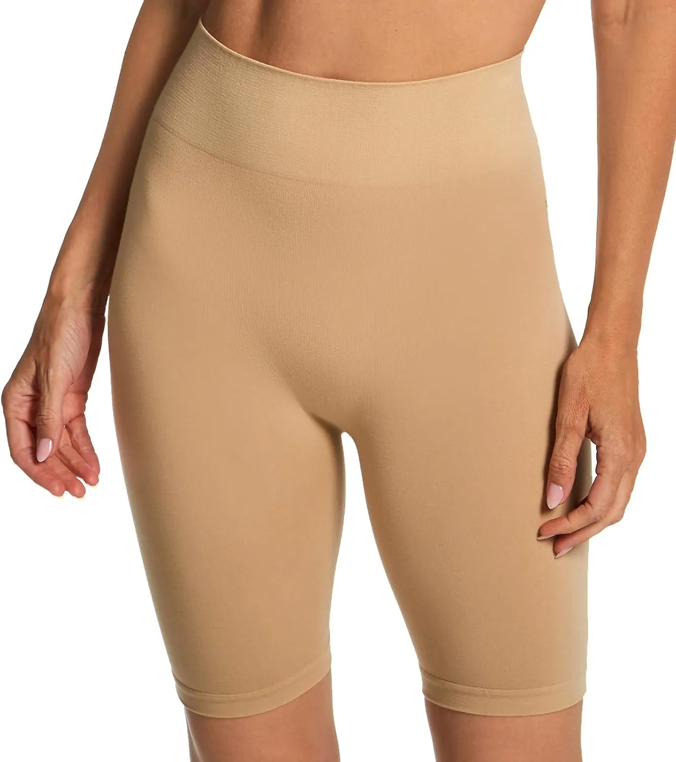 Rhonda Shear Women's Cotton Blend Longline Panty, 4144, Beige, XL