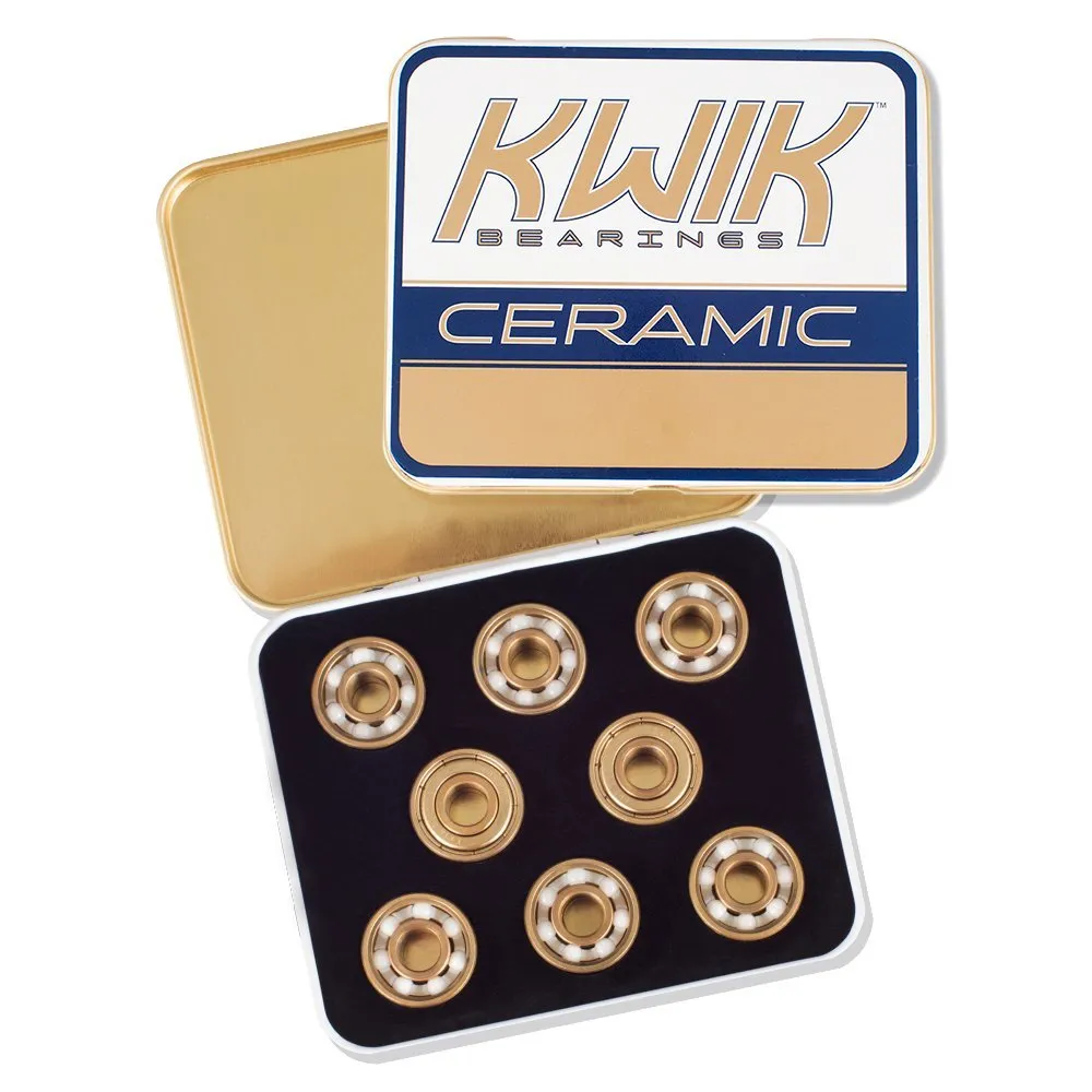 Riedell KwiK Ceramic Bearings - Set of 16 Heat-Treated Alloy Roller Skate Bearings - 8mm