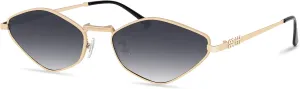 Rmerom Retro Irregular Metal Sunglasses for Women Men, 2025 Trendy Vintage 90s Chic Small Narrow Gold Frame Sun Glasses