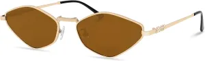 Rmerom Retro Irregular Metal Sunglasses for Women Men, 2025 Trendy Vintage 90s Chic Small Narrow Gold Frame Sun Glasses