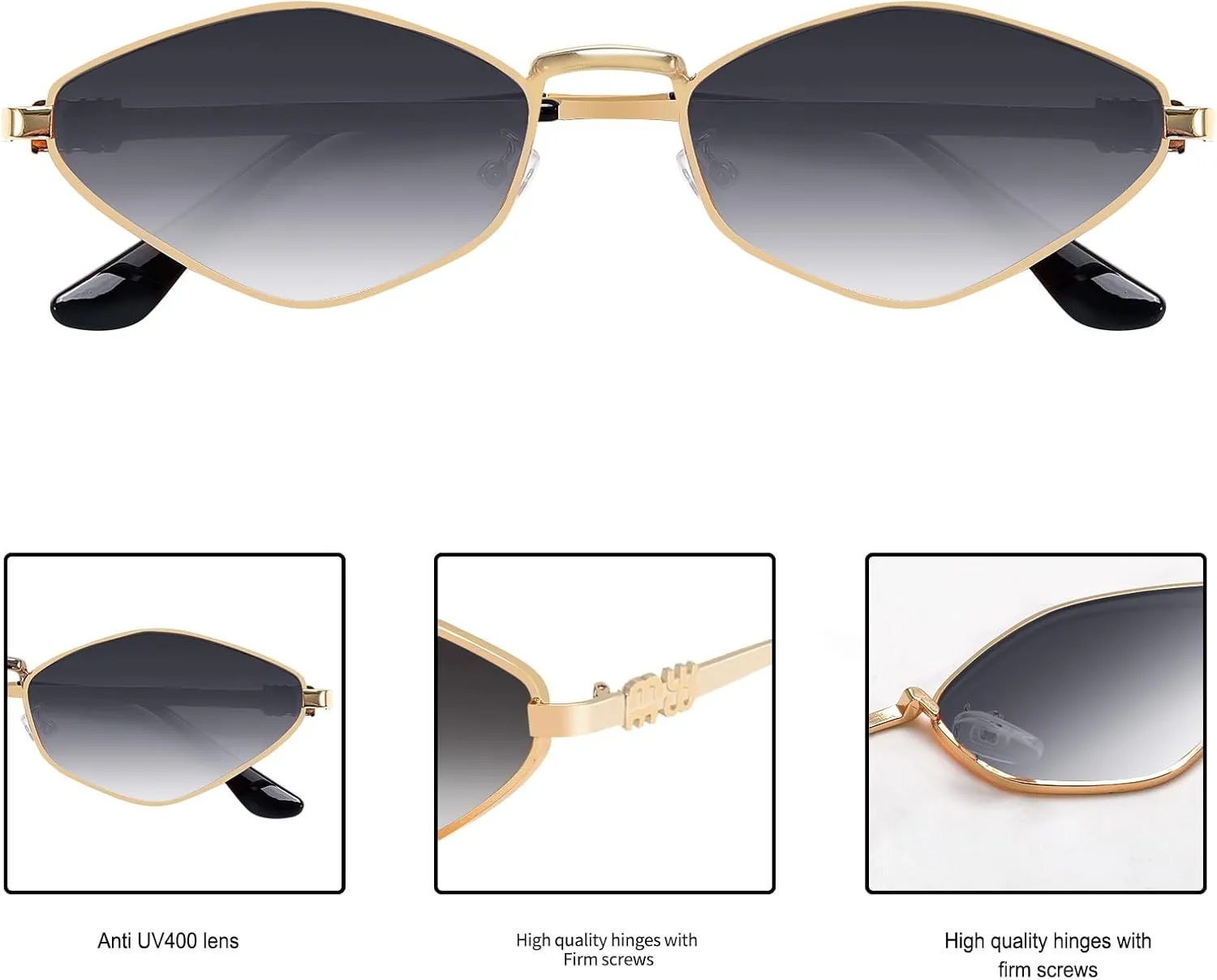 Rmerom Retro Irregular Metal Sunglasses for Women Men, 2025 Trendy Vintage 90s Chic Small Narrow Gold Frame Sun Glasses