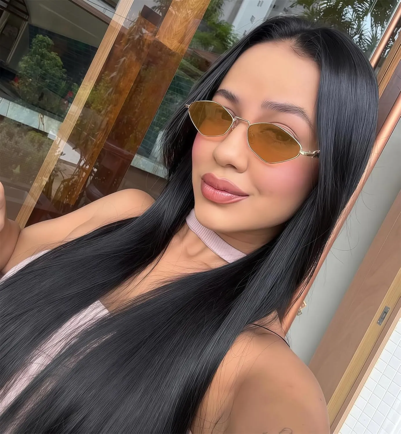 Rmerom Retro Irregular Metal Sunglasses for Women Men, 2025 Trendy Vintage 90s Chic Small Narrow Gold Frame Sun Glasses