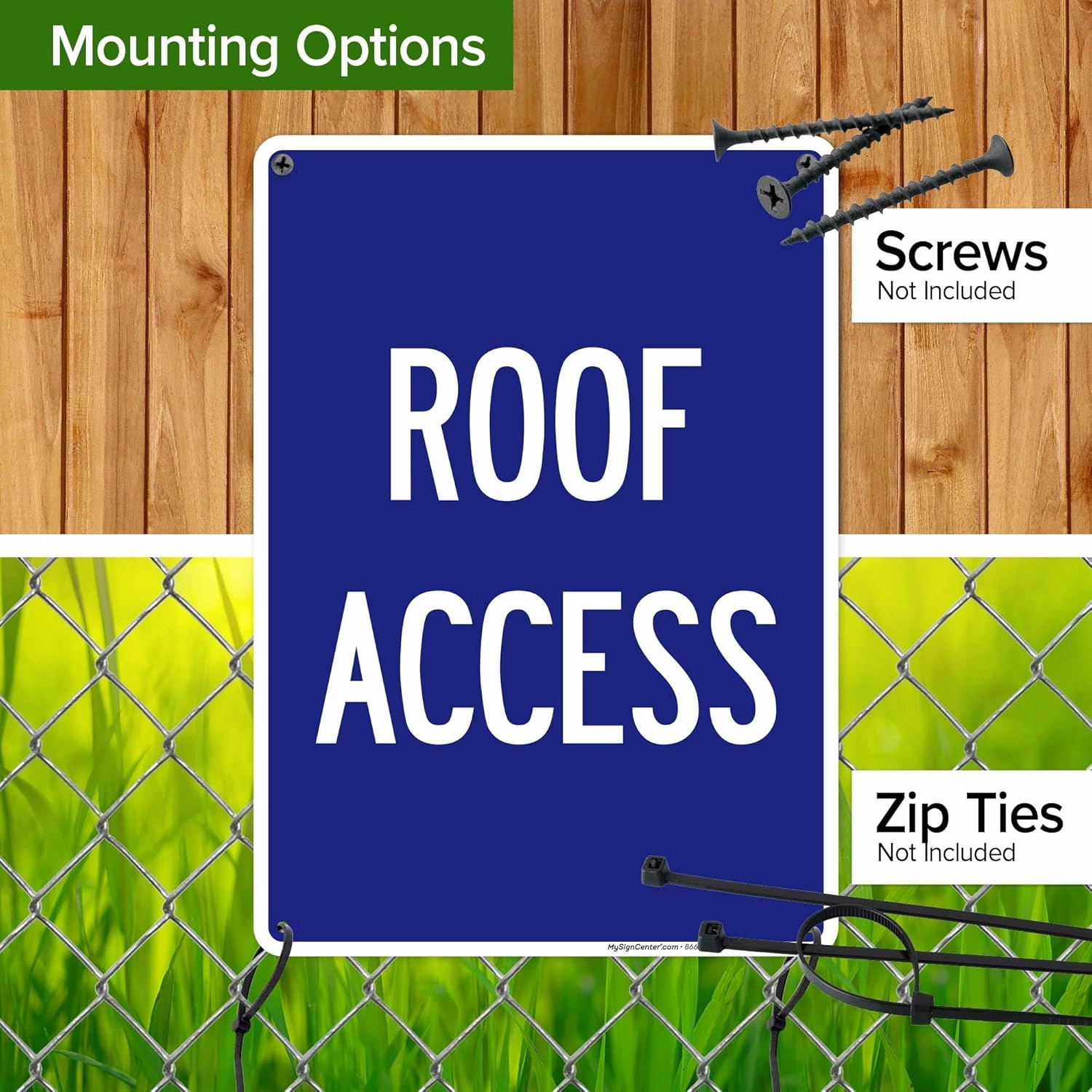 Roof Access Sign, (MS-275953) 10x14 Inches, Rust Free .040 Aluminum, Fade Resistant, Made in USA by My Sign Center