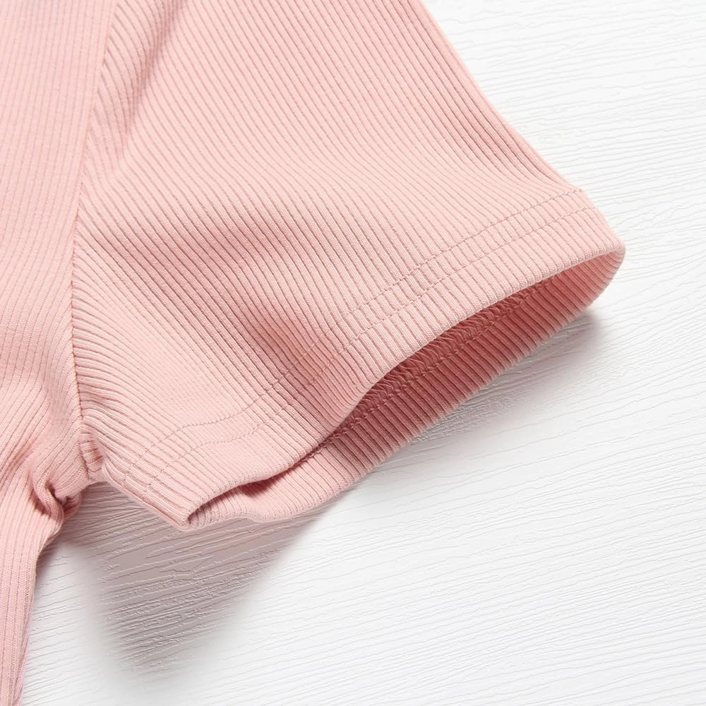 Roselux Women Crew Neck Ribbed Fitted Tight Tshirt Short Sleeve Shirt Basic Knit Top