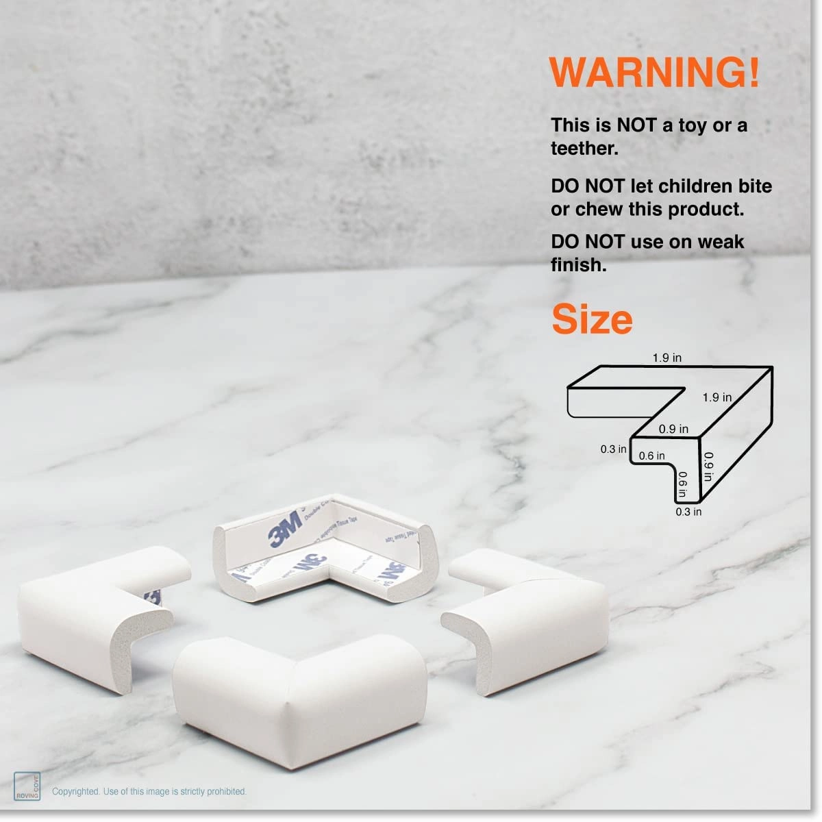 Roving Cove Slim-Fit Corner Edge Protector for Baby Proofing (Small 15ft Edge 4 Corners), Furniture Safety Bumper Guard, Soft NBR Rubber Foam, 3M Adhesive, Oyster White (Off White)