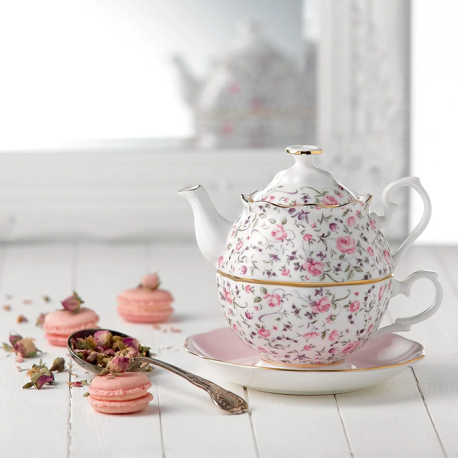 Royal Albert Rose Confetti Tea for One, 16 oz, Pink Multi