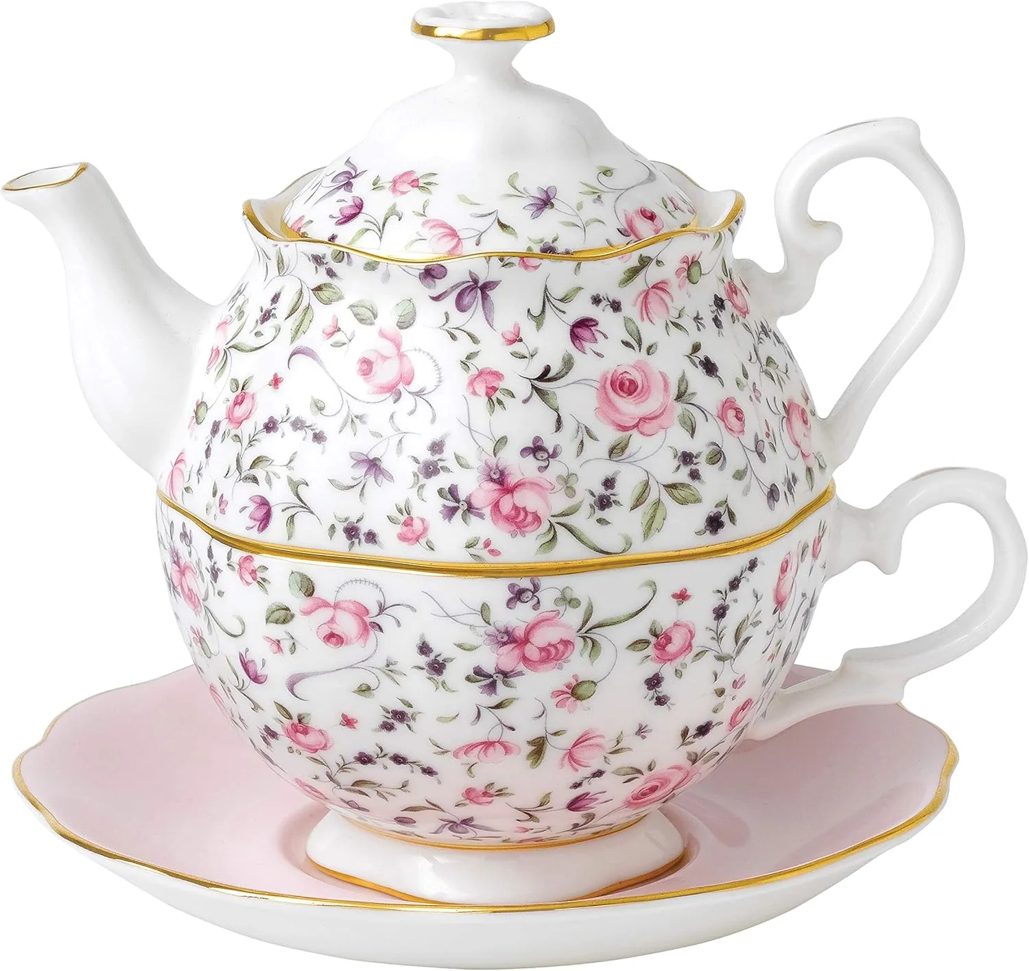 Royal Albert Rose Confetti Tea for One, 16 oz, Pink Multi