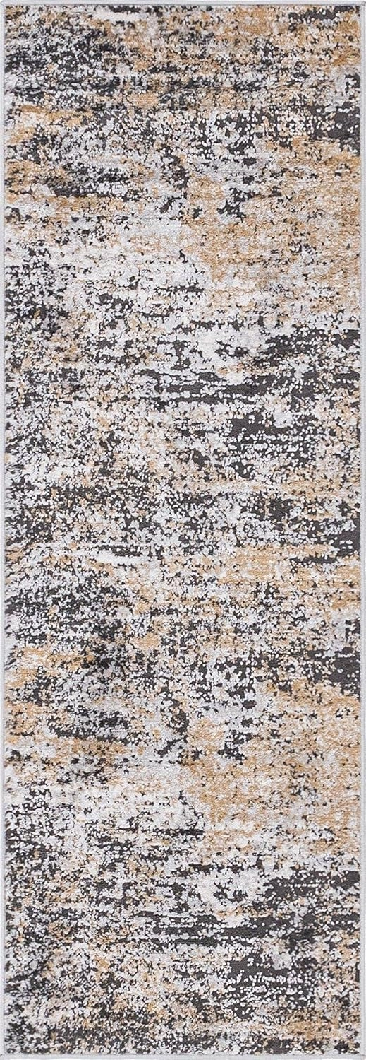 Rugs.com Leipzig Collection Runner Rug – 6 Ft Runner Beige Low-Pile Rug Perfect for Hallways, Entryways