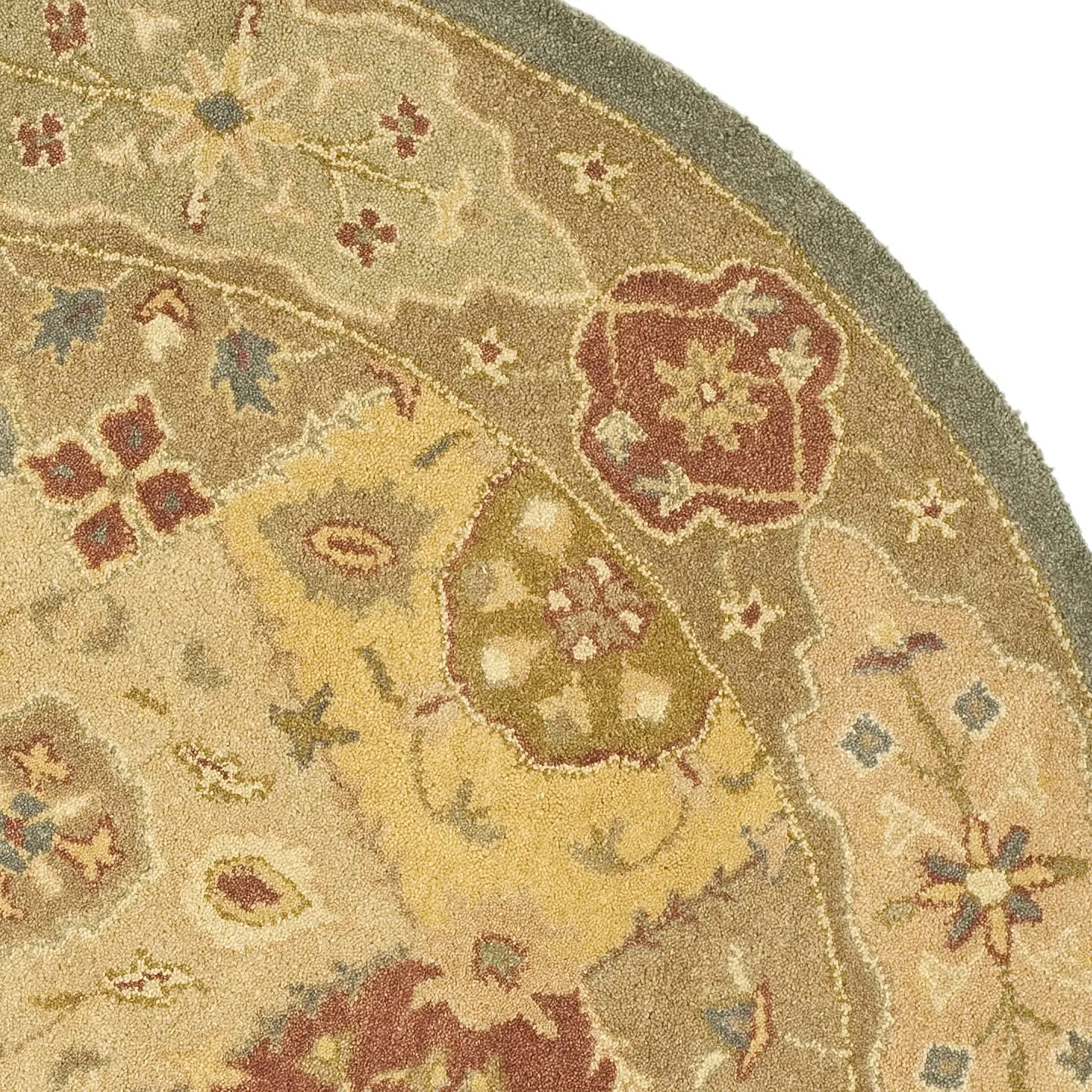 SAFAVIEH Antiquity Collection 6' Round Multi / Beige AT316A Handmade Traditional Oriental Premium Wool Area Rug